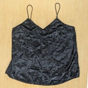 Nine West Black‎ Satin Cami Top Witchy Whimsygoth Dark Romantic Women's Medium
